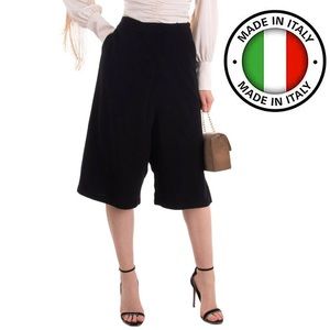 €280 LAMBERTO LOSANI Black High Waist Silk Gaucho Culotte Palazzo Pants S Italy